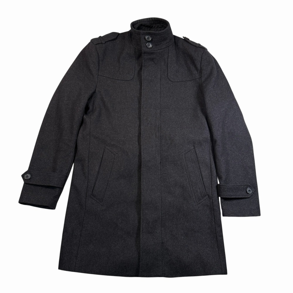 Burton Charcoal Grey Wool Blend Funnel Neck Overcoat Jacket Men Medium 06W07VGRY